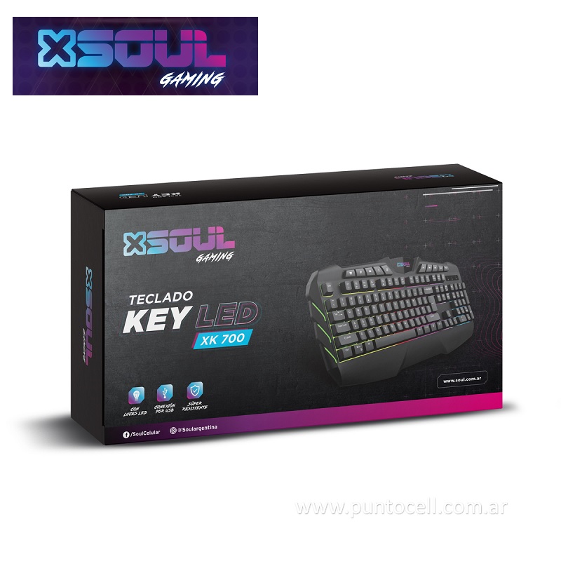 TECLADO SOUL GAMER MULTIMEDIA LED XK700 C/ CABLE USB
