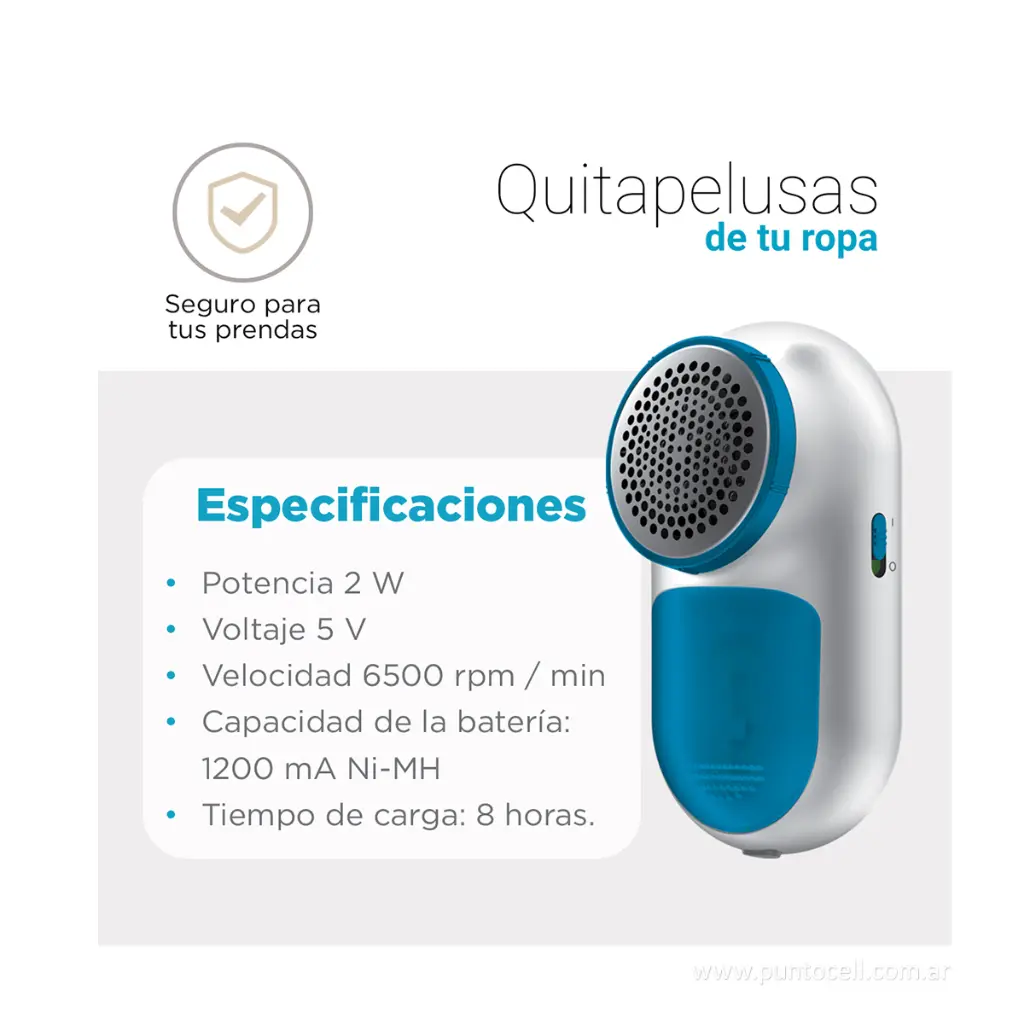 QUITAPELUSAS ELECTRICO SMART-TEK RECARGABLE 6500RPM (QP1214) (2).webp