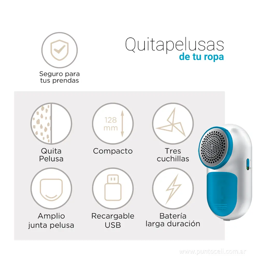 QUITAPELUSAS ELECTRICO SMART-TEK RECARGABLE 6500RPM (QP1214) (3).webp