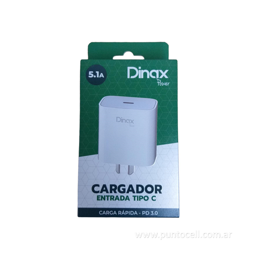 CARGADOR 220V DINAX 5.1A BASE USB C - CARGA RAPIDA PD 3.0