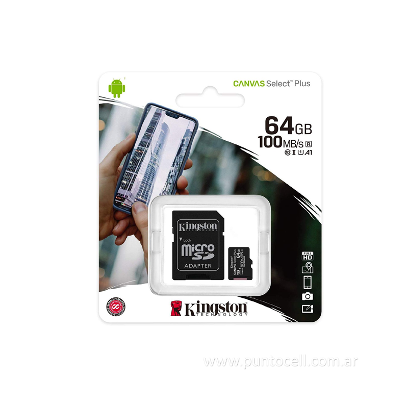 MEMORIA KINGSTON MICRO SD 64GB CLASE 10 CANVAS SELECT+