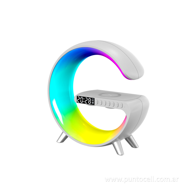 PARLANTE PORTATIL BLUETOOTH G C/ CARGA QI + RELOJ • 14cm (G600)