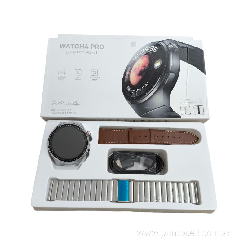 SMARTWATCH WATCH 4 PRO • 1.52" (Redondo) con 2 Mallas