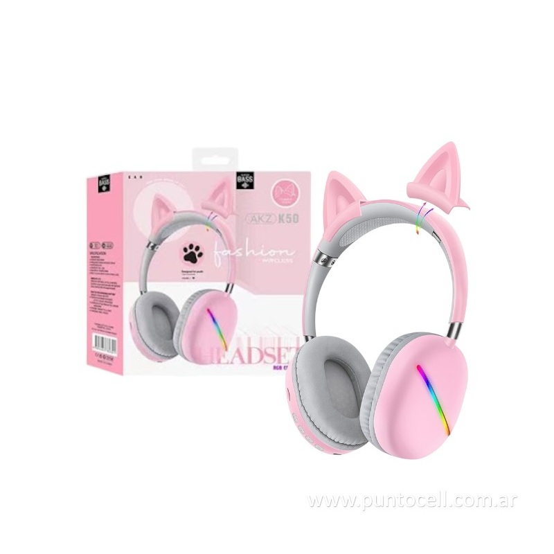 AURICULAR VINCHA BLUETOOTH K50 - OREJAS DE GATO LED