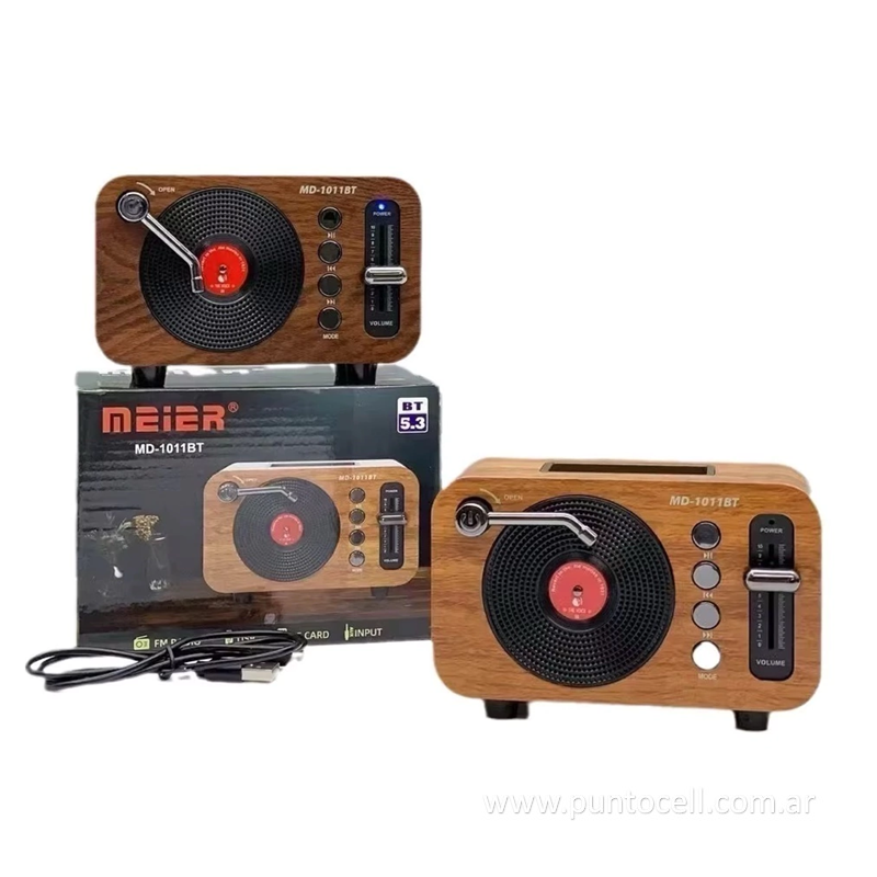 PARLANTE PORTATIL BLUETOOTH VINILO RADIO FM (MD-1011BT)