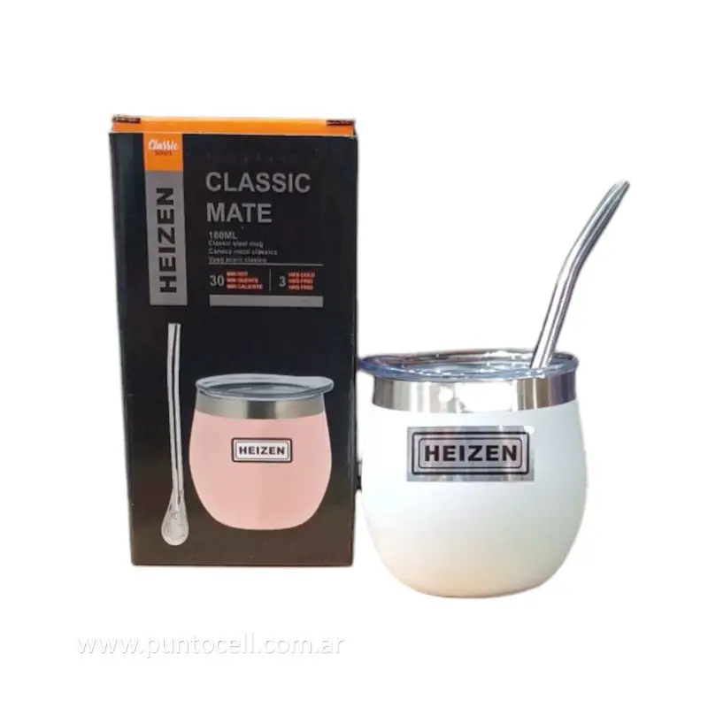 MATE CLASSIC ACERO INOX C/TAPA + BOMBILLA (MT-MH-18) 