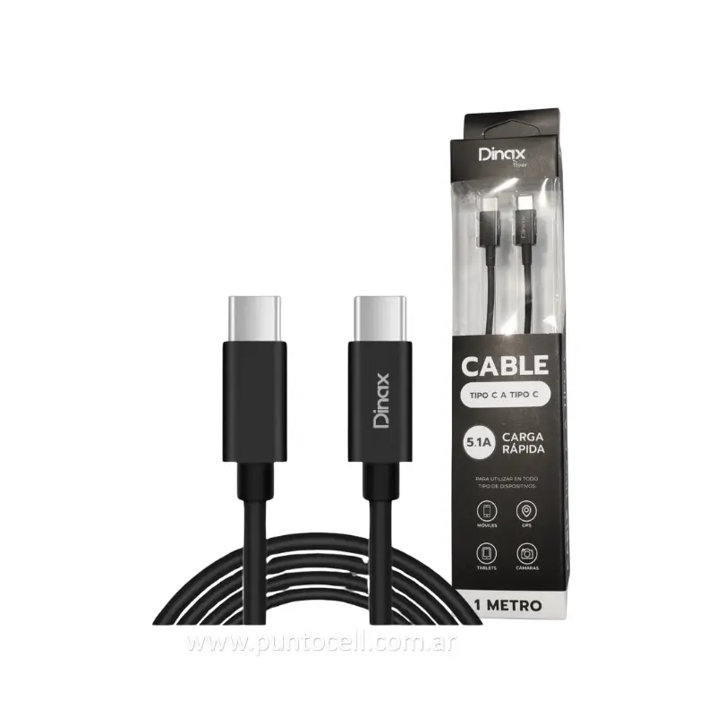 CABLE USB DINAX TIPO C a TIPO C 5.1A DE 1M  (DXCABTCX2)