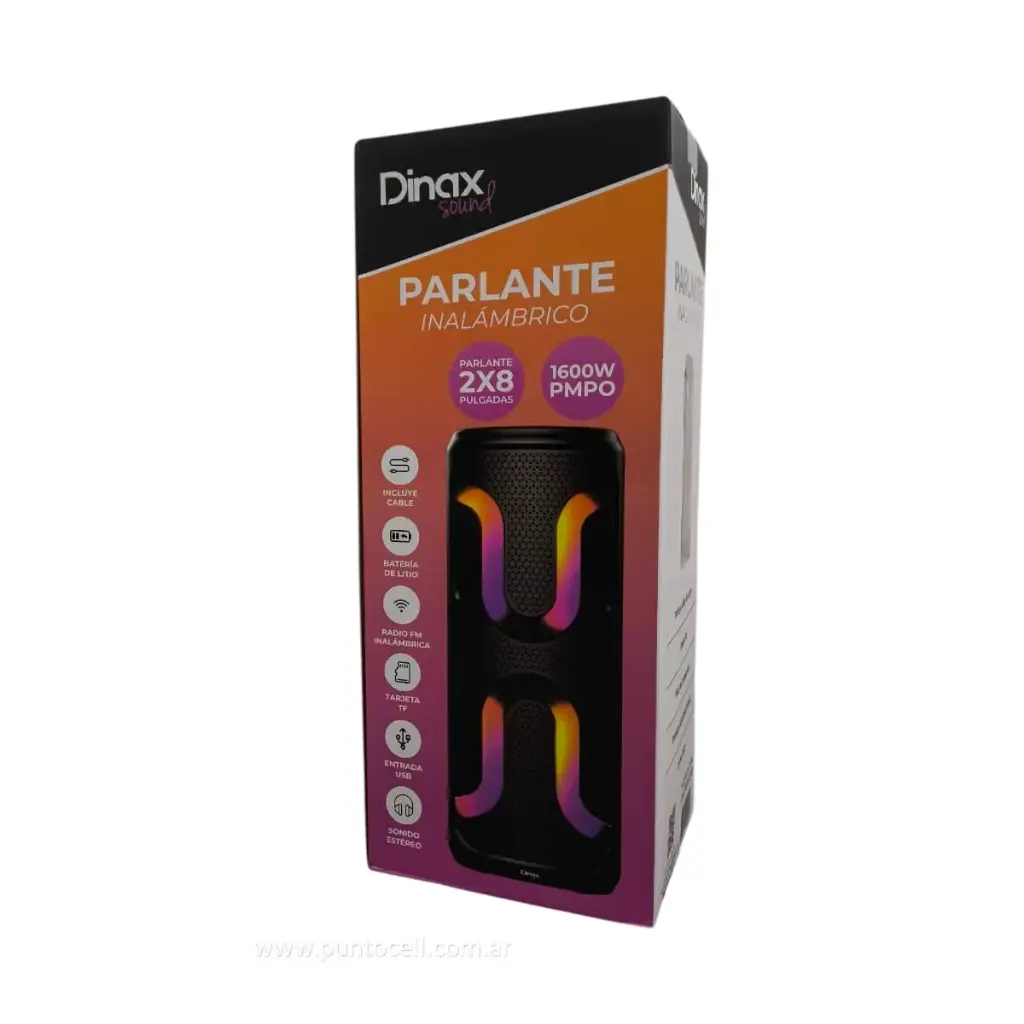 PARLANTE PORTATIL BLUETOOTH DINAX 8" x2 (DXPARCI2X8) 