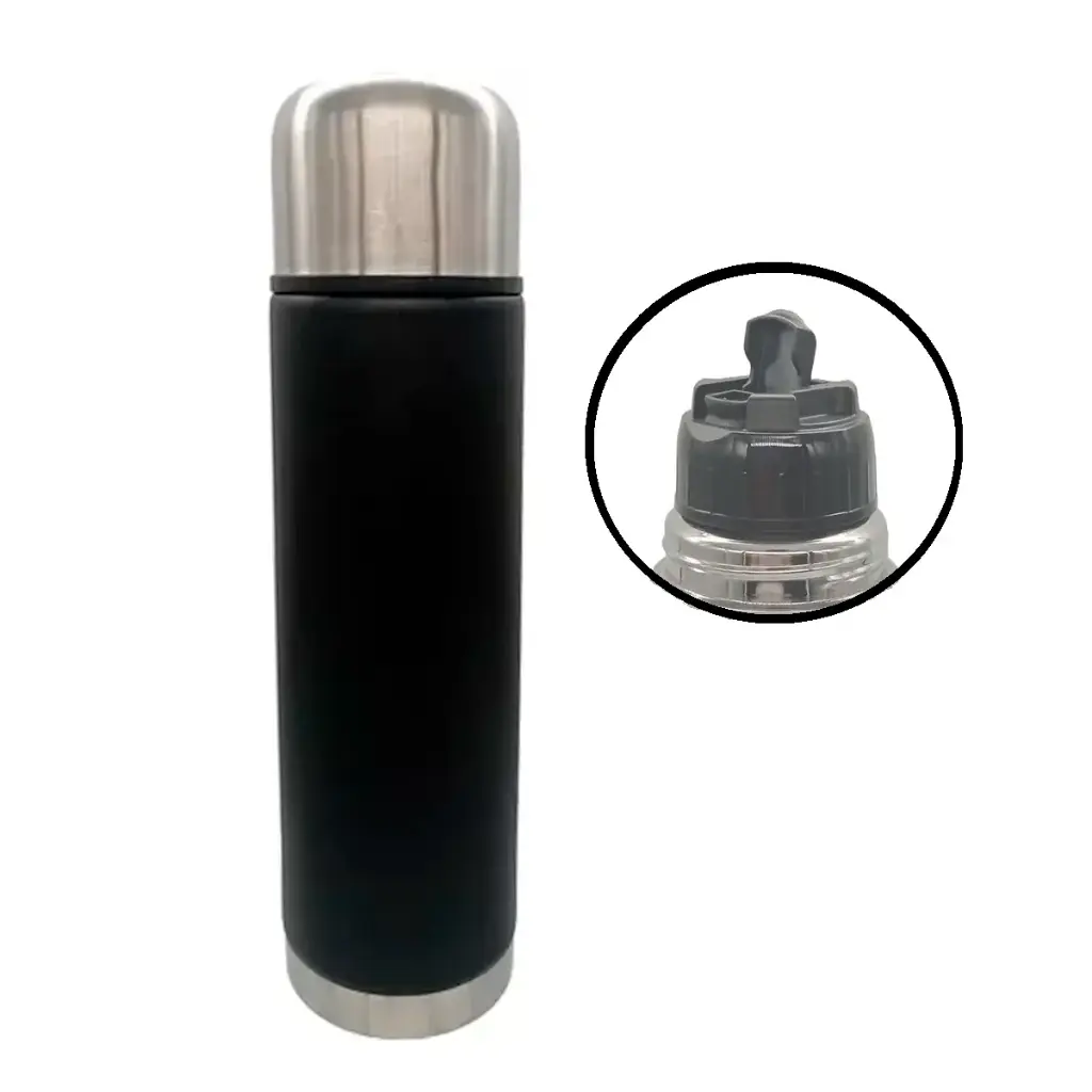 TERMO ACERO INOXIDABLE TK DOBLE PARED 1L C/ PICO MATERO (PXP-1006-DM) • NEGRO PREMIUM