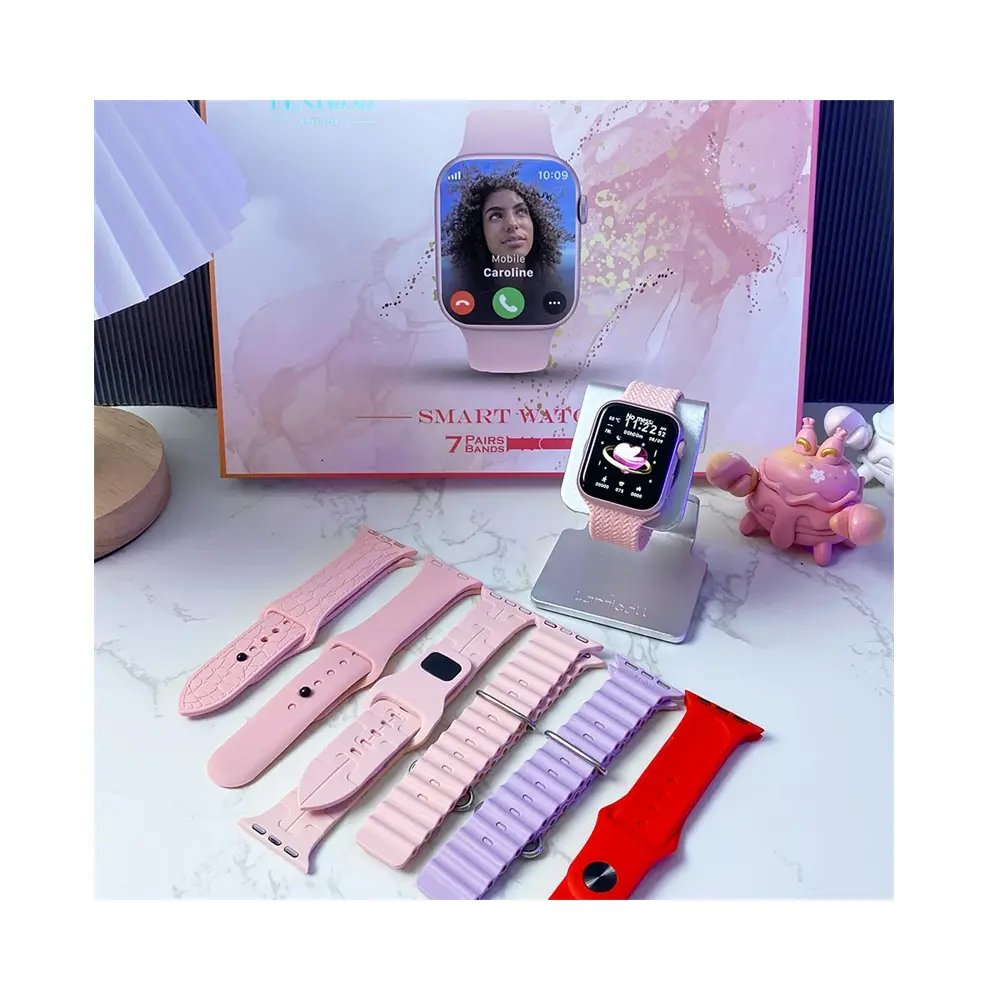 SMARTWATCH S10 Mini • 1.7" / 38mm Rosa (Cuadrado) 7 MALLAS