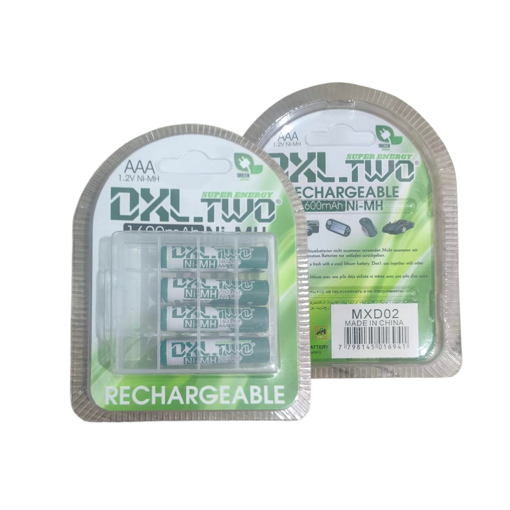 PILA RECARGABLE DXL-TWO AAA PACK X4 • 1600mAh (MXD02)