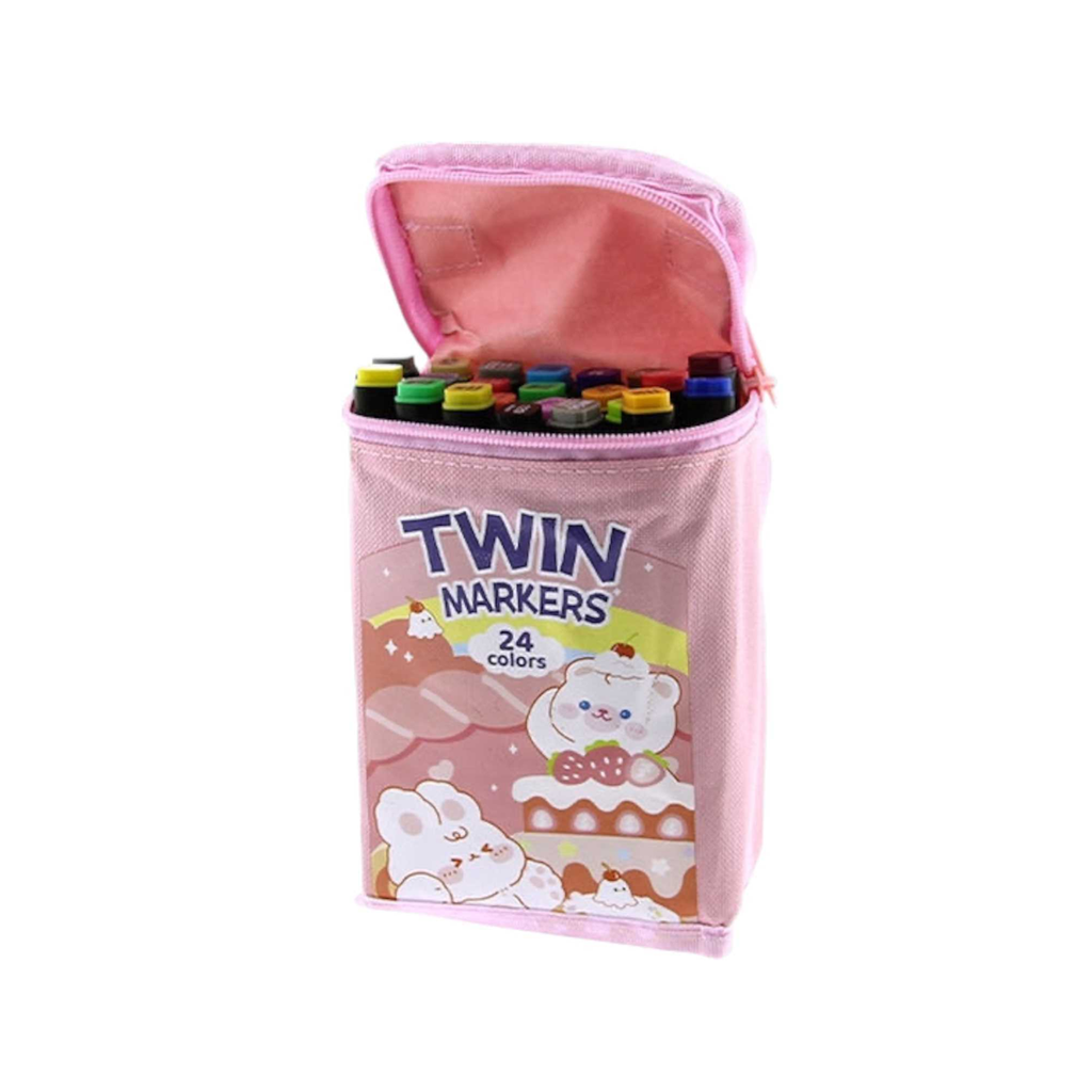 MARCADORES ACRILICO DOBLE PUNTA • KIT x 24 ROSA (LB01X24)