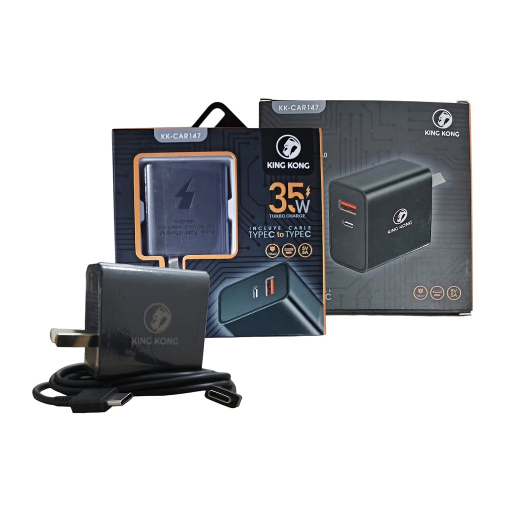 CARGADOR 220V KING KONG TURBO 35W TIPO C + USB •  (KK-CAR147) 