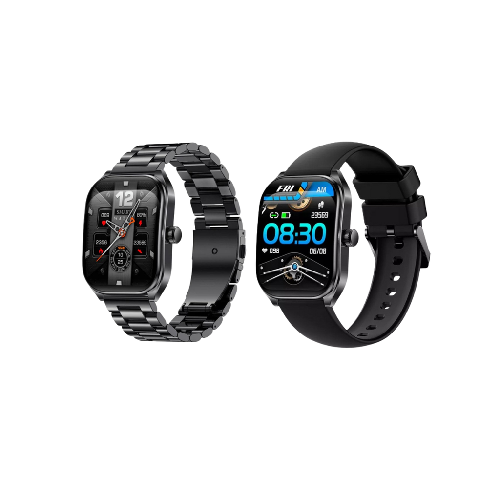SMARTWATCH NETMAK DYNAMIC • 2.01" (Cuadrado) 2 MALLAS METAL Y SILICONA Color NEGRO