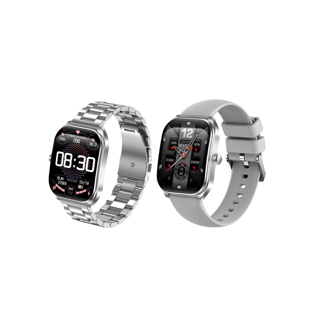 SMARTWATCH NETMAK DYNAMIC •  2.01" (Cuadrado) 2 MALLAS METAL Y SILICONA Color PLATEADO