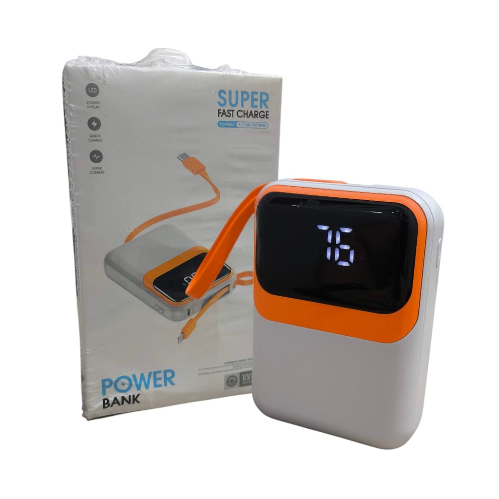 CARGADOR PORTATIL USB + TIPO C + LIGHTNING 6000 mAh (CAR280) 