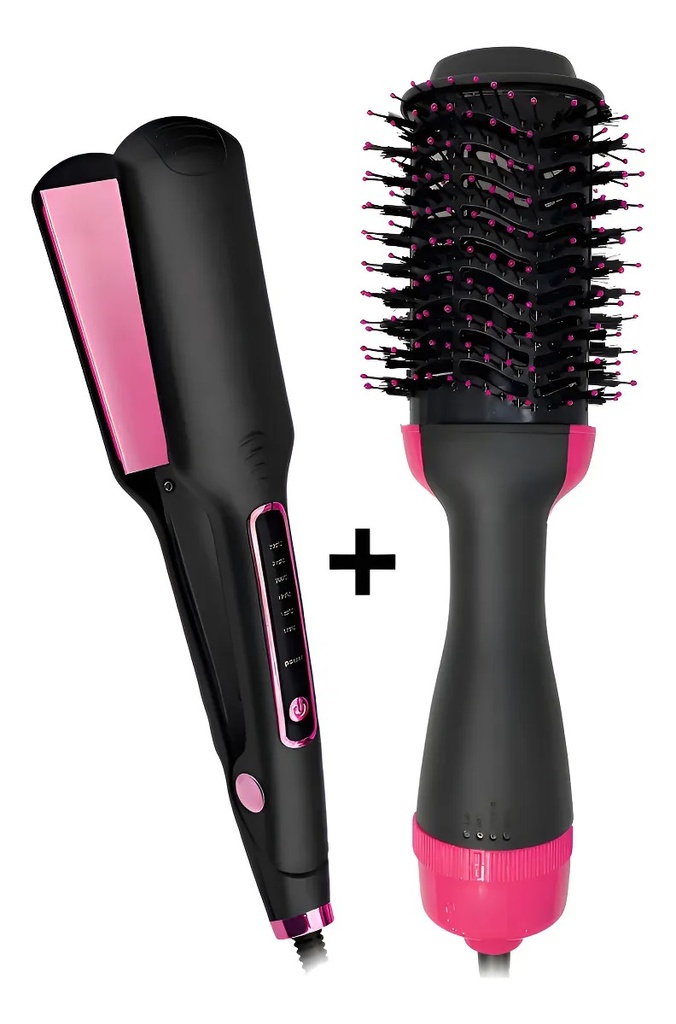 CEPILLO SECADOR VOLUMINIZADOR y PLANCHA DE PELO DINAX (SECHD8301)