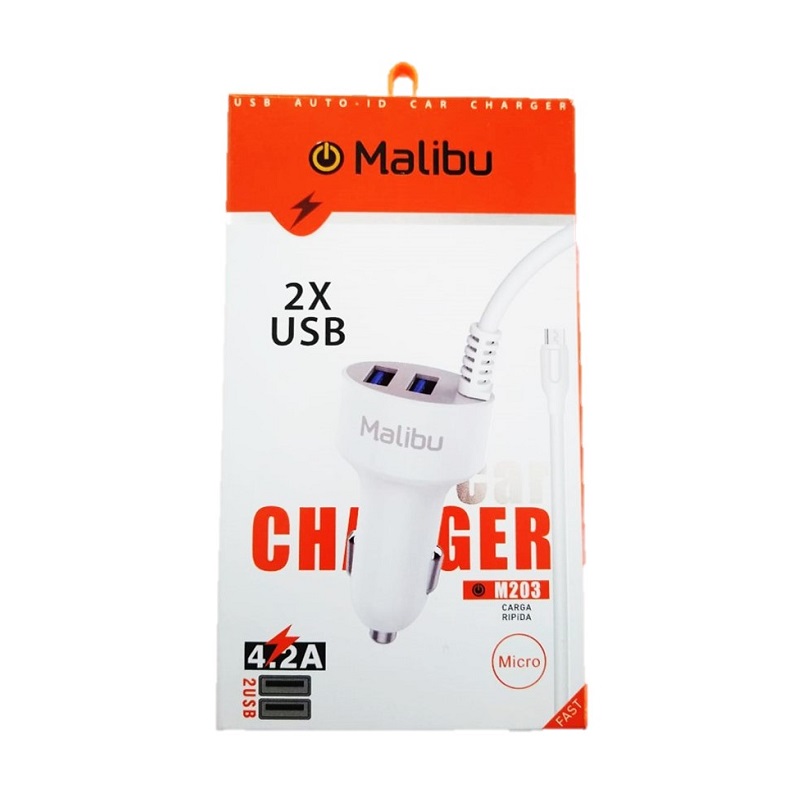 CARGADOR 12V MALIBU M203 4.2A MICRO USB + 2 USB