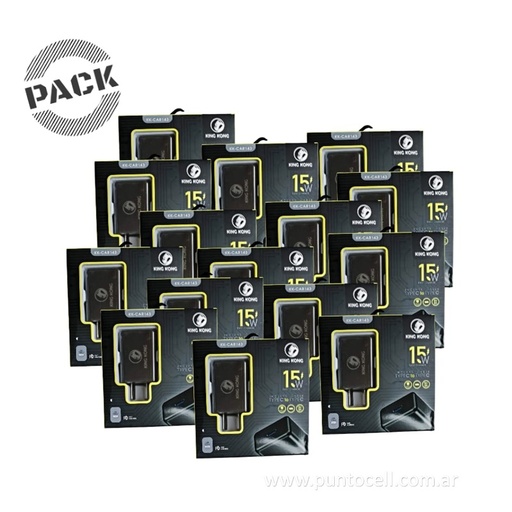 [110972] PACK x 20 - CARGADORES 220V KING KONG TURBO 15W TIPO C a TIPO C • 5V/3A (KK-CAR143)