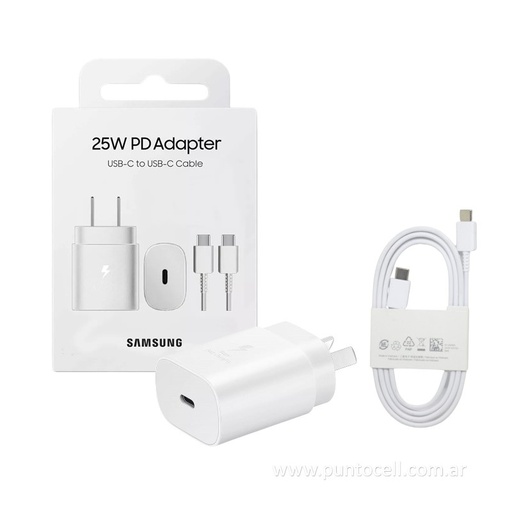 [111453] CARGADOR 220V SAMSUNG TIPO C a TIPO C • 25W PD / CARGA RAPIDA