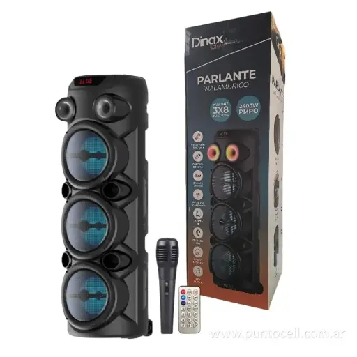 [112378] PARLANTE PORTATIL BLUETOOTH DINAX 8" x3 (DX4PARBLU32) 