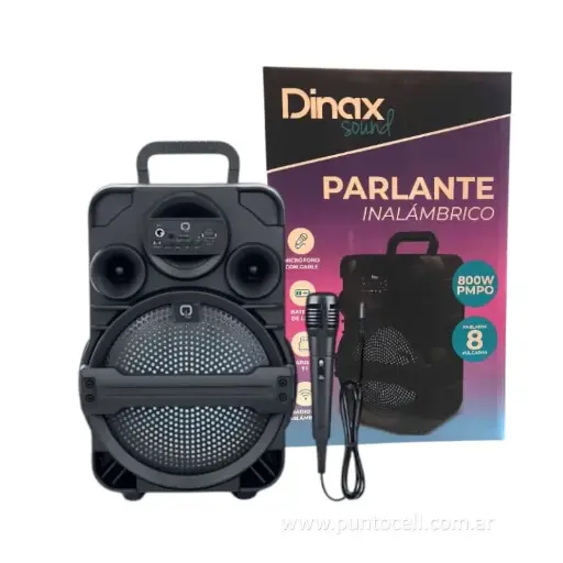 [112385] PARLANTE PORTATIL BLUETOOTH DINAX 8" (DXPARF1807)