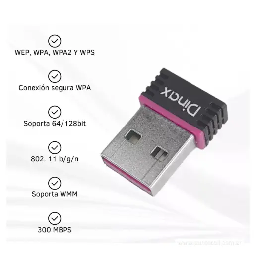 [112637] ADAPTADOR WI-FI NANO USB DINAX 300Mbps (DX-WUSB330) 