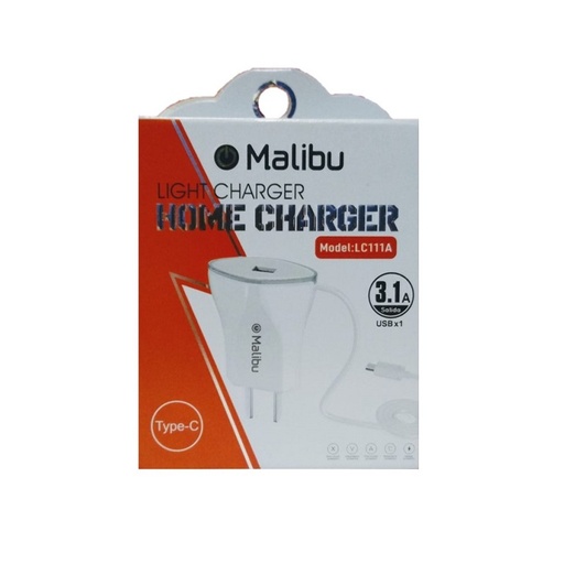 [112641] CARGADOR 220V MALIBU 3.1A LIGHTNING + USB