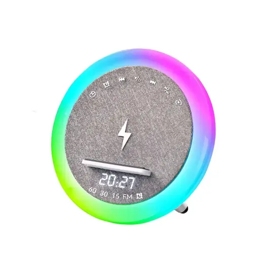 [112658] PARLANTE PORTATIL BLUETOOTH C/ CARGA QI + RELOJ (A912)