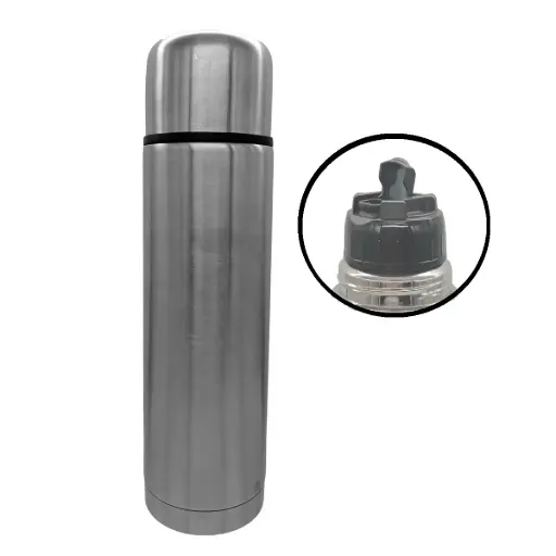 [112676] TERMO ACERO INOXIDABLE TK DOBLE PARED 1L C/ PICO MATERO (PXP-1006-DM) • ACERO PREMIUM