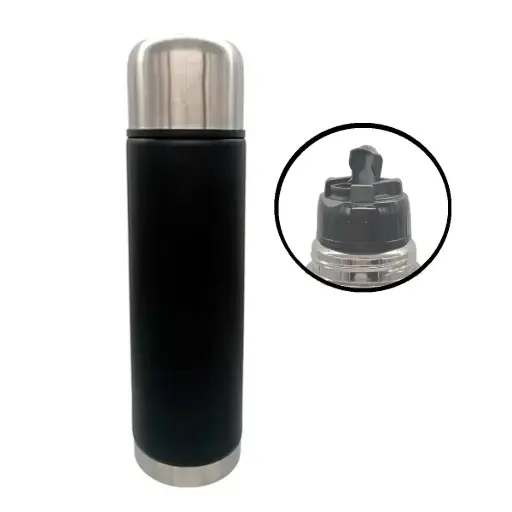 [112677] TERMO ACERO INOXIDABLE TK DOBLE PARED 1L C/ PICO MATERO (PXP-1006-DM) • NEGRO