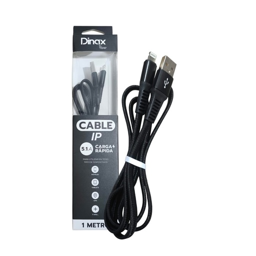 [112869] CABLE USB DINAX LIGHTNING IPHONE 5.1A DE 1M  (DXIPCAB1M)
