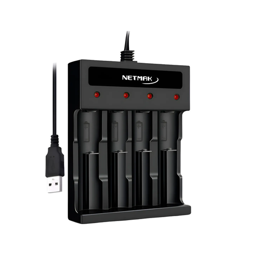 [113429] CARGADOR DE PILAS NETMAK AA/AAA DE 4 SLOTS (NM-CH5)
