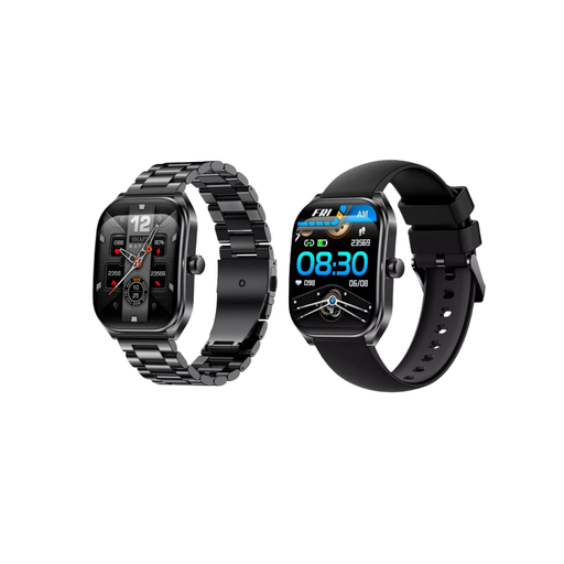 [113433] SMARTWATCH NETMAK DYNAMIC • 2.01" (Cuadrado) 2 MALLAS METAL Y SILICONA Color NEGRO