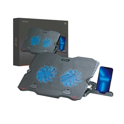 [113441] BASE NOTEBOOK COOLER NETMAK • 2 FUN C/ SOPORTE PARA CELULAR (NM-N134)
