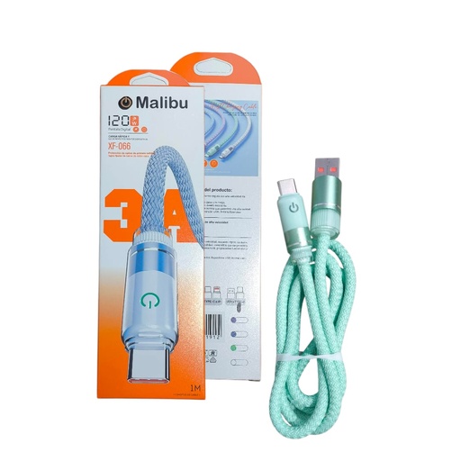 [113490] CABLE USB MALIBU USB a TIPO-C 3A C/LUZ (XF-066USBC)