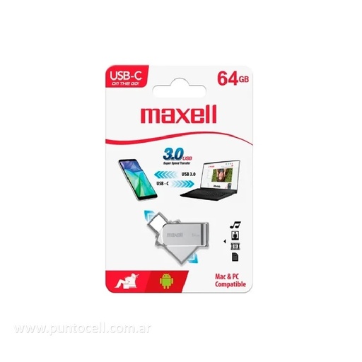 [11379] PENDRIVE MAXELL DUAL 64G TIPO C 3.0