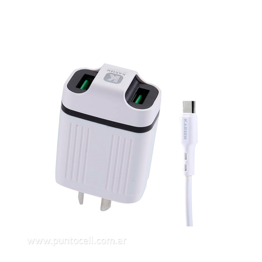 [16862] CARGADOR 220V KARSEN CAR-3150 3.1A TIPO C + 2 USB