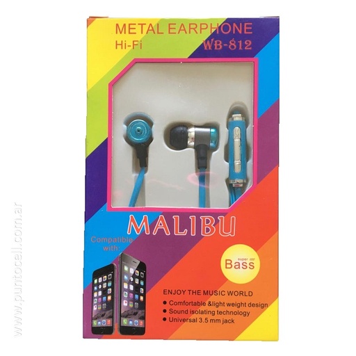 [8106] AURICULAR IN EAR MALIBU WB-812 C/ MICROFONO