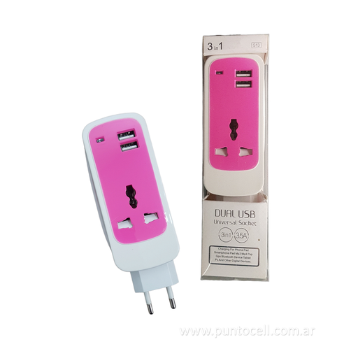 [6854] ZAPATILLA CARGADOR SOCKET 3 EN 1 S13