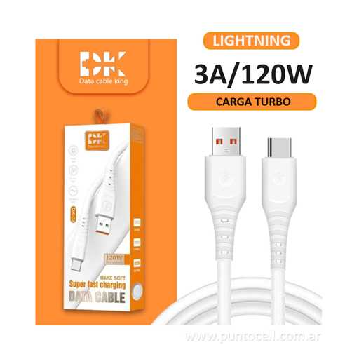 [1.01322] CABLE USB DK-31 LIGHTNING 3A / 120W _ 1M